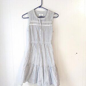 Old Navy Gray White Striped Knee length  Dress Casual Size XS Small